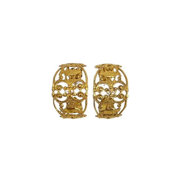 VIRGINS SAINTS & ANGELS VSA Antigua Wide Hoop Post Earrings in Gold - Picture 1 of 6